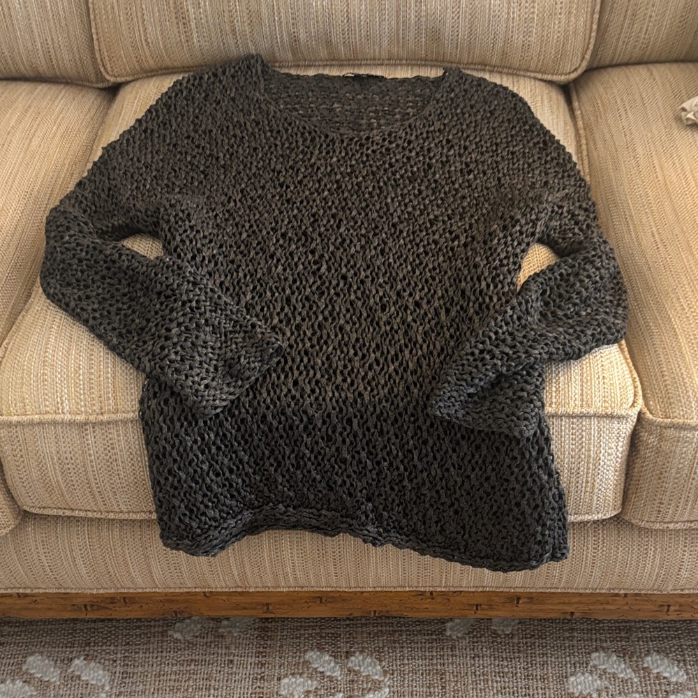 Eileen Fisher Black Open-Knit Sweater